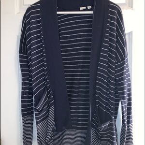 Blue and white gently used cardigan.